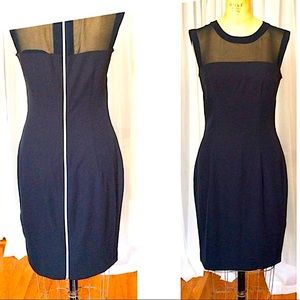 NWT H&M black dress LBD sz 2 s/xs sheer panel long zipper